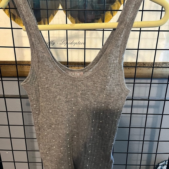 Gray Cashmere and rhinestone tank by J crew. Stretch! - Picture 5 of 9